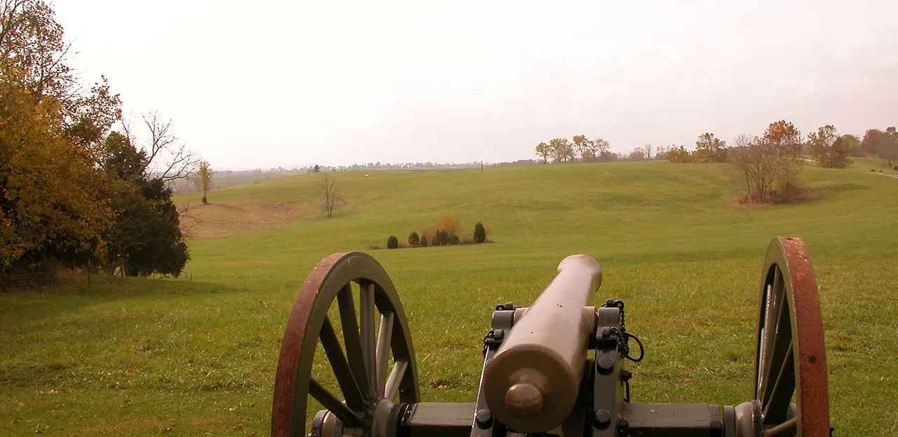 View from Lumsden's Confederate Battery towards Rousseau's lines of McCook's Corps.